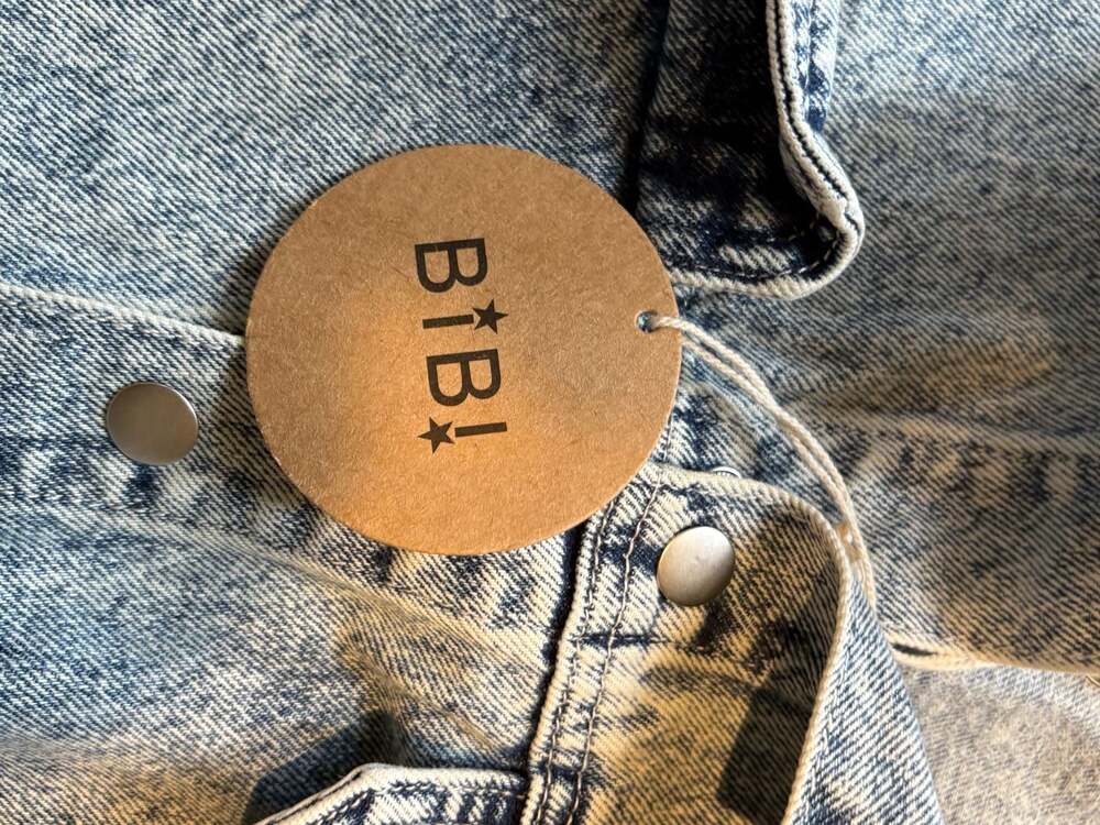 Bibi Denim Days Distressed Romper, - Picture 3 of 3
